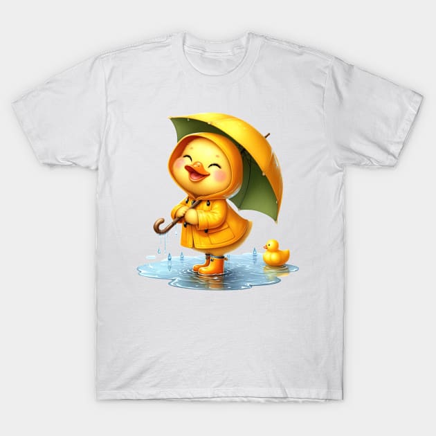 Cute Duck in the Rain T-Shirt by 1AlmightySprout